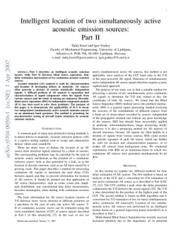 Intelligent location of simultaneously active acoustic emission sources:
  Part II