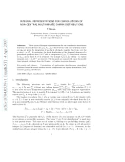 Integral representations for convolutions of non-central multivariate
  gamma distributions