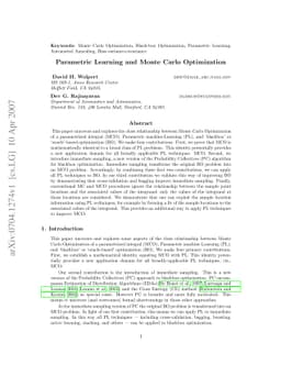 Parametric Learning and Monte Carlo Optimization