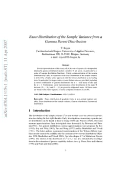 Exact distribution of the sample variance from a gamma parent
  distribution