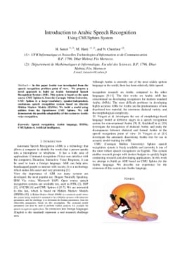 Introduction to Arabic Speech Recognition Using CMUSphinx System