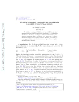 Analytic crossing probabilities for certain barriers by Brownian motion