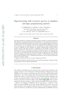 Experimenting with recursive queries in database and logic programming
  systems