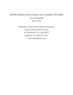 2D Path Solutions from a Single Layer Excitable CNN Model