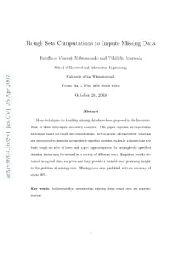 Rough Sets Computations to Impute Missing Data