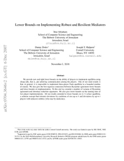 Lower Bounds on Implementing Robust and Resilient Mediators