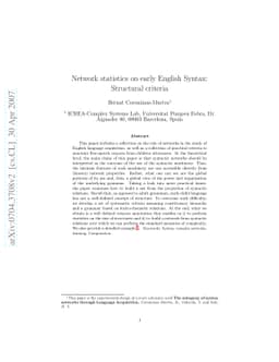 Network statistics on early English Syntax: Structural criteria