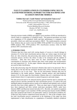 Fault Classification in Cylinders Using Multilayer Perceptrons, Support
  Vector Machines and Guassian Mixture Models