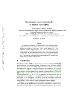 Riemannian level-set methods for tensor-valued data