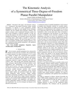 The Kinematic Analysis of a Symmetrical Three-Degree-of-Freedom Planar
  Parallel Manipulator