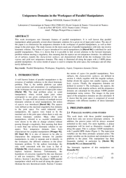 Uniqueness Domains in the Workspace of Parallel Manipulators