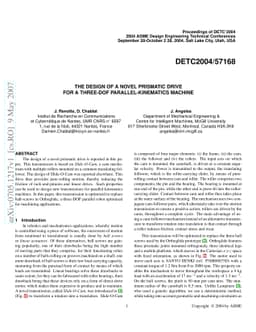 The Design of a Novel Prismatic Drive for a Three-DOF
  Parallel-Kinematics Machine