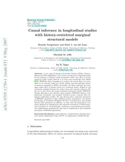 Causal inference in longitudinal studies with history-restricted
  marginal structural models