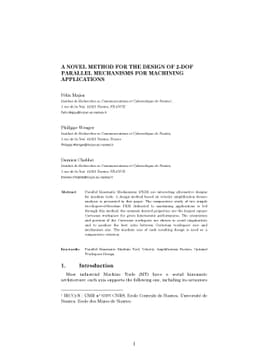 A Novel method for the design of 2-DOF Parallel mechanisms for machining
  applications