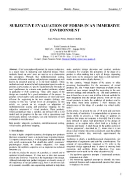 Subjective Evaluation of Forms in an Immersive Environment