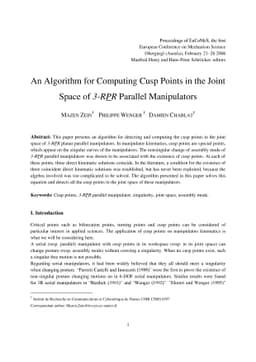 An Algorithm for Computing Cusp Points in the Joint Space of 3-RPR
  Parallel Manipulators