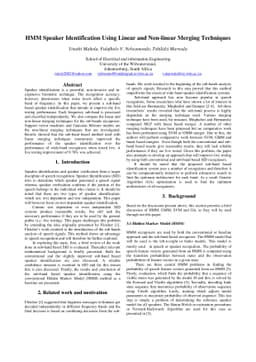 HMM Speaker Identification Using Linear and Non-linear Merging
  Techniques