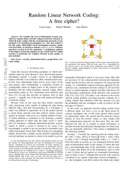 Random Linear Network Coding: A free cipher?