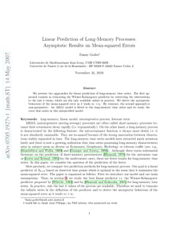 Linear Prediction of Long-Memory Processes: Asymptotic Results on
  Mean-squared Errors