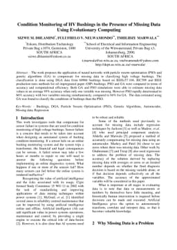 Condition Monitoring of HV Bushings in the Presence of Missing Data
  Using Evolutionary Computing