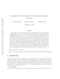 Asymptotics for Duration-Driven Long Range Dependent Processes