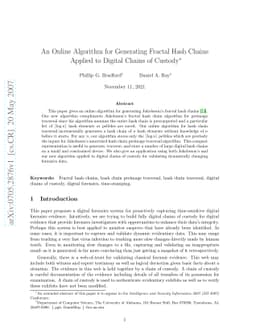 An online algorithm for generating fractal hash chains applied to
  digital chains of custody