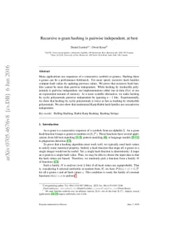 Recursive n-gram hashing is pairwise independent, at best