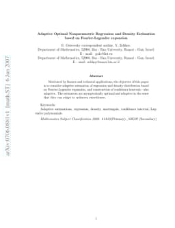 Adaptive Optimal Nonparametric Regression and Density Estimation Based
  on Fourier-Legendre Expansion