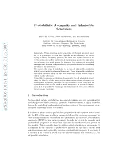 Probabilistic Anonymity and Admissible Schedulers