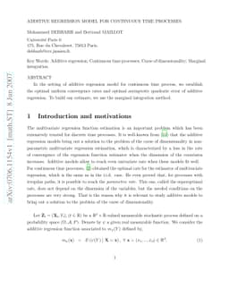 Additive Regression Model for Continuous Time Processes