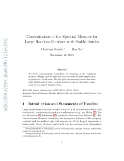 Concentration of the Spectral Measure for Large Random Matrices with
  Stable Entries