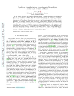 Consistent reasoning about a continuum of hypotheses on the basis of
  finite evidence