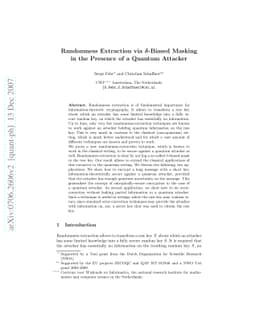 Randomness Extraction via Delta-Biased Masking in the Presence of a
  Quantum Attacker