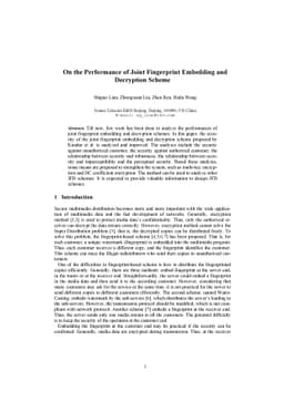 On the Performance of Joint Fingerprint Embedding and Decryption Scheme