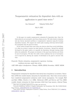 Nonparametric estimation for dependent data with an application to panel
  time series