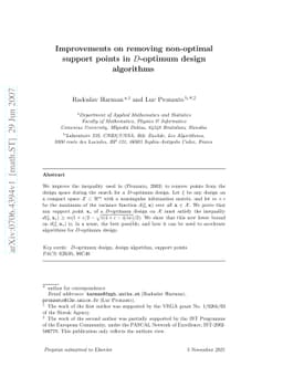 Improvements on removing non-optimal support points in D-optimum design
  algorithms