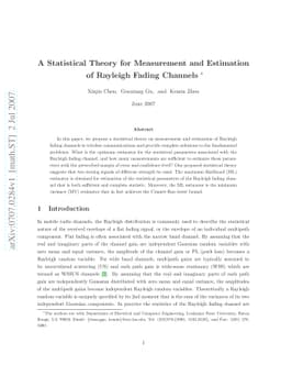 A statistical theory for the measurement and estimation of Rayleigh
  fading channel