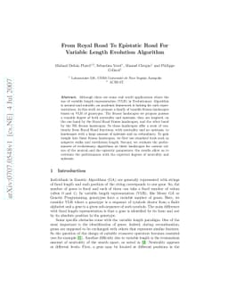 From Royal Road to Epistatic Road for Variable Length Evolution
  Algorithm