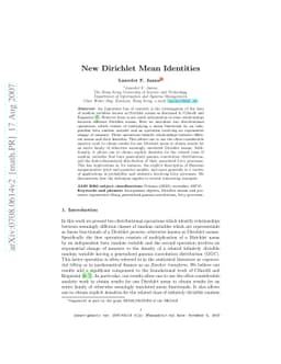 New Dirichlet Mean Identities