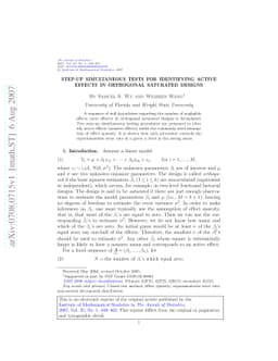Step-up simultaneous tests for identifying active effects in orthogonal
  saturated designs