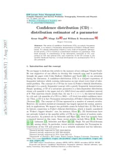 Confidence distribution (CD) -- distribution estimator of a parameter