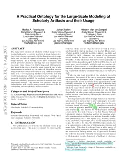 A Practical Ontology for the Large-Scale Modeling of Scholarly Artifacts
  and their Usage