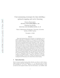 Cost-minimising strategies for data labelling : optimal stopping and
  active learning