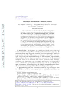 Pathwise coordinate optimization