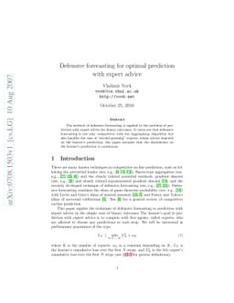 Defensive forecasting for optimal prediction with expert advice