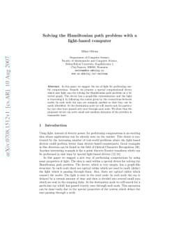 Solving the Hamiltonian path problem with a light-based computer