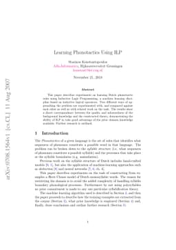 Learning Phonotactics Using ILP