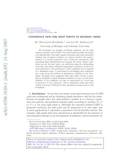 Confidence sets for split points in decision trees