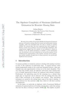 The Algebraic Complexity of Maximum Likelihood Estimation for Bivariate
  Missing Data