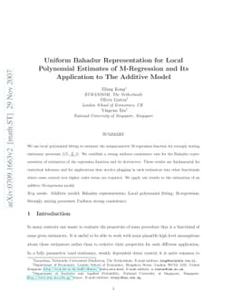 Uniform Bahadur Representation for Local Polynomial Estimates of
  M-Regression and Its Application to The Additive Model